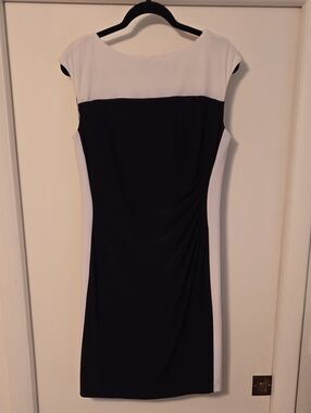 Ralph Lauren Black and White Colorblock Midi Dress